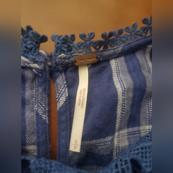 EUC Free People Darling Diana plaid lace boho top small - Picture 5 of 5